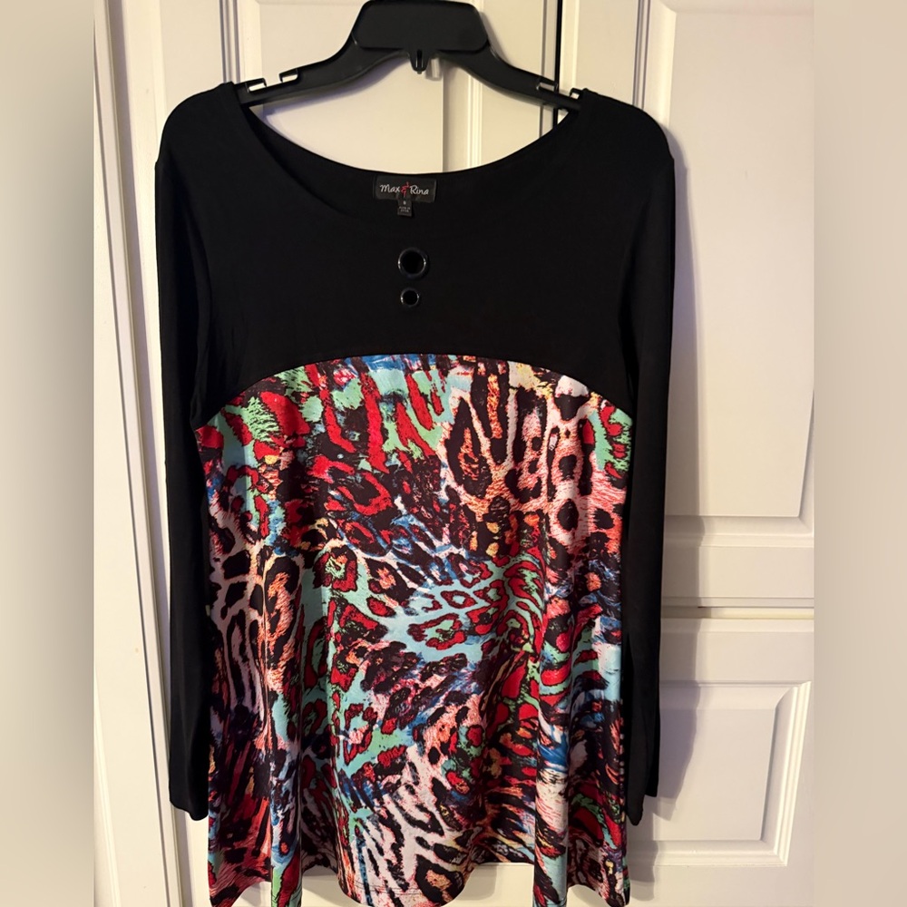 Black and Multicolor Women's Top